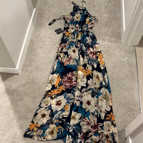 NWT Lulus Gazebo Spirit Navy Blue Floral Print Maxi Dress - Picture 5 of 8